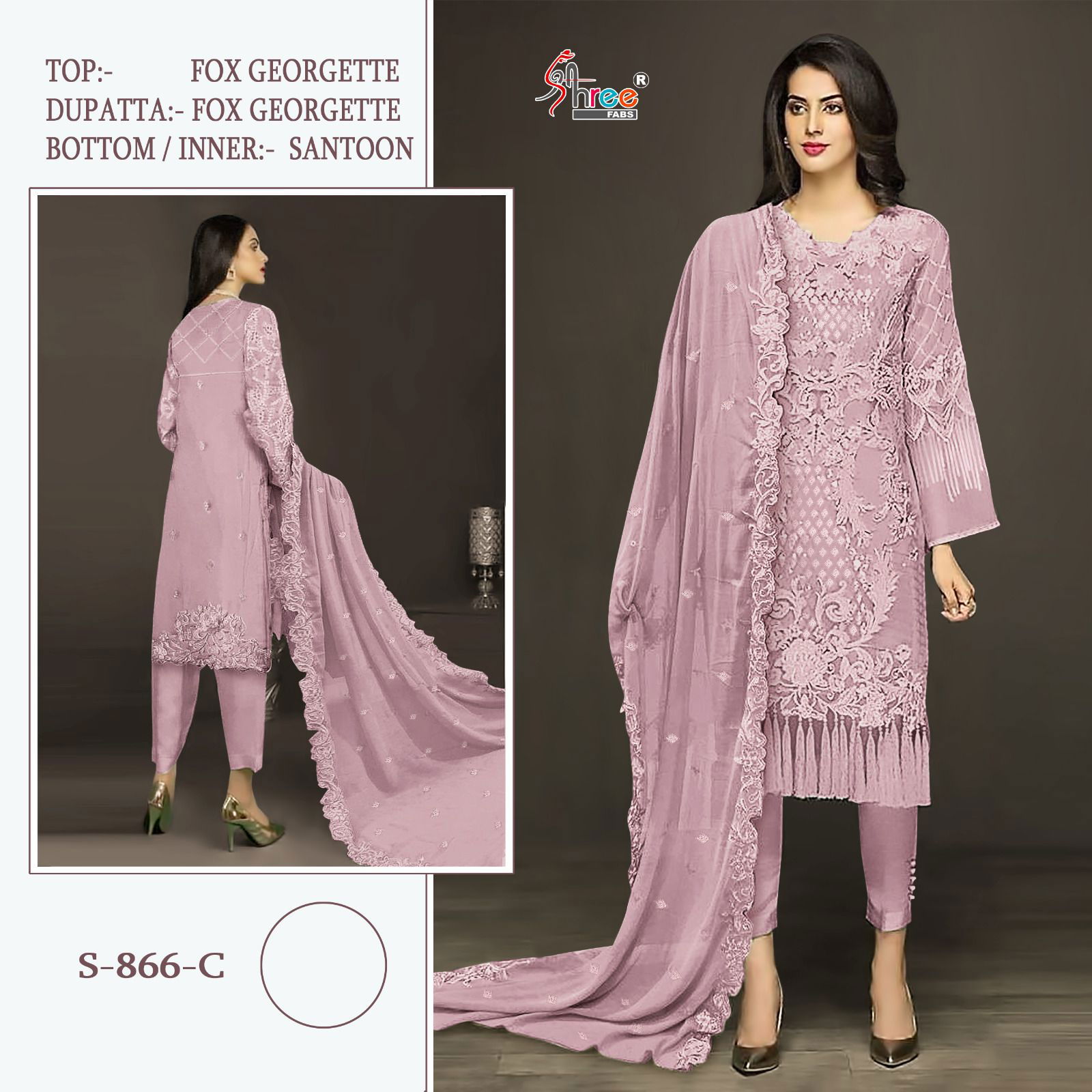 S 866 Shree Fab Faux Georgette Pakistani Dress Material Catalog